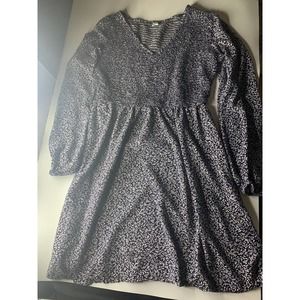 Old Navy Black Floral Puff-Sleeve Mini Wrap Dress Size M